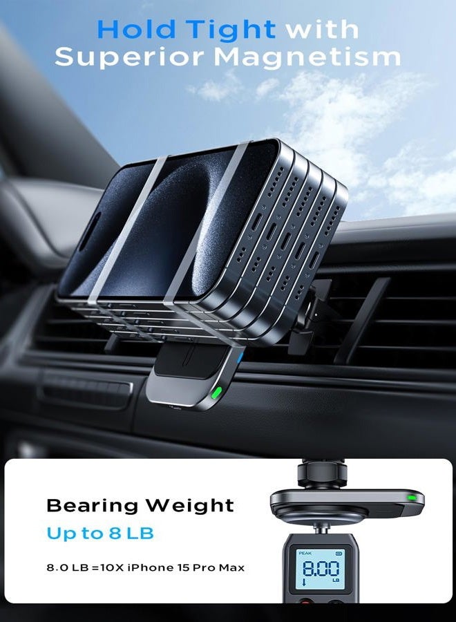 Hinyx for MagSafe Car Mount Charger, 15W Magnetic Wireless Car Charger Vent Dash Charging Phone Holder Mount for iPhone 15 14 13 12 11 Pro Max Plus Mini Xr Xs, Samsung, Google, LG, etc - Image 3