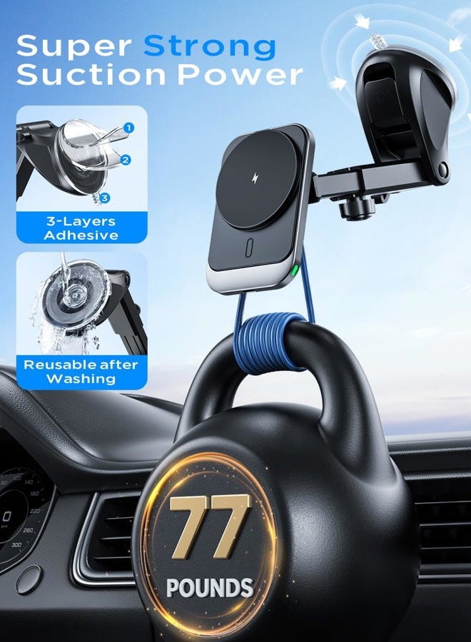 Hinyx for MagSafe Car Mount Charger, 15W Magnetic Wireless Car Charger Vent Dash Charging Phone Holder Mount for iPhone 15 14 13 12 11 Pro Max Plus Mini Xr Xs, Samsung, Google, LG, etc - Image 5