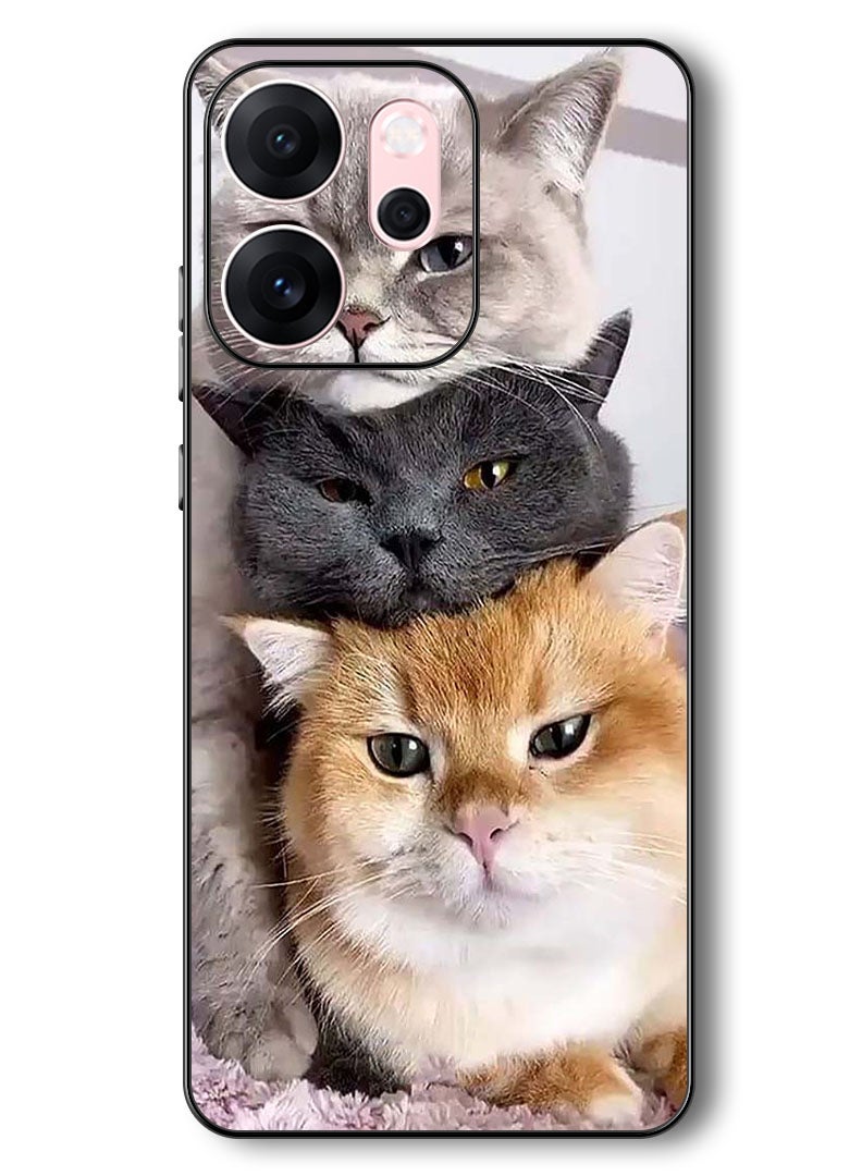 Theodor Case Compatible with Oppo Reno 14 F 6.57 Inch Protection Shockproof Bumper Cover Cats - Image 1