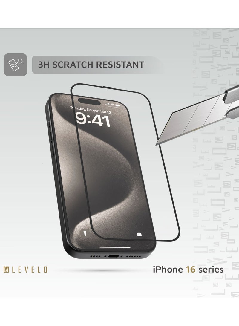 LEVELO iPhone 16 Pro Max Screen Protector 2.5D Silk Print HD Glass with Silicone Edge / Super Smooth & Responsive / Scratch Resistant Glass / Impact Resistance Protector - Clear - Image 3