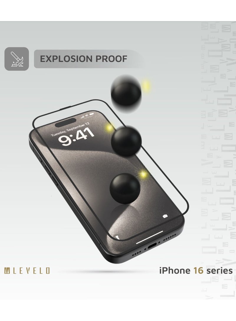 LEVELO iPhone 16 Pro Max Screen Protector 2.5D Silk Print HD Glass with Silicone Edge / Super Smooth & Responsive / Scratch Resistant Glass / Impact Resistance Protector - Clear - Image 4