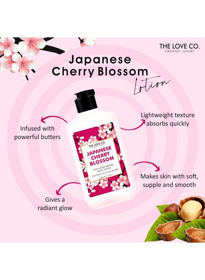 THE LOVE CO. غسول الجسم بأزهار الكرز اليابانية، غسول الجسم للبشرة الجافة، للنساء والرجال؛ لوشن الجسم للبشرة الجافة بزيت الجوجوبا وزبدة الشيا وفيتامين E 250 مل - Image 3