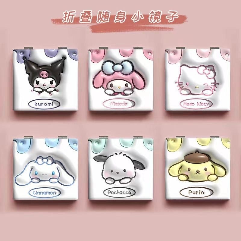 Sanrio Folding Mirror Makeup Mirror Desktop Portable Double-Sided Folding Small Mirror Folding Portable Makeup Mirror Gift - Image 2
