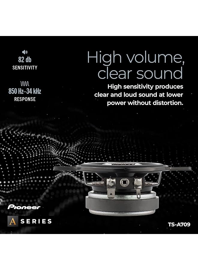 Pioneer Ts-A709 A Series 2-3/4” 2-Way, 450 W Max Power, 16Mm Tweeter – Coaxial Speaker (Pair), Black - Image 5