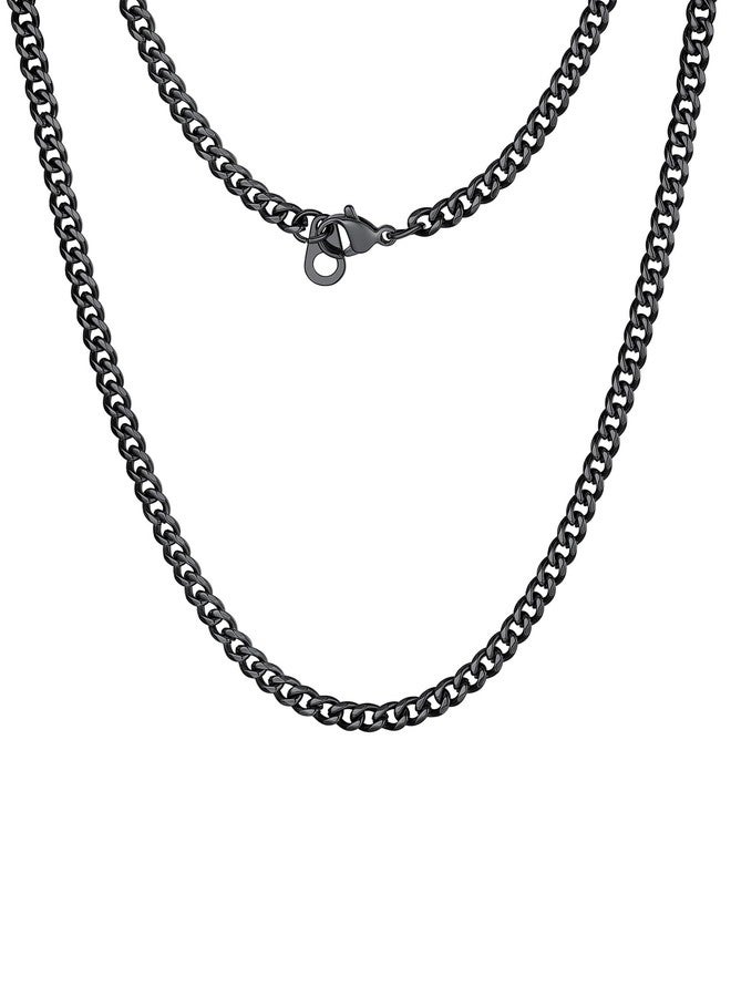 KeyStyle Black Curb Chains For Rapper, 3mm Cuban Link Necklace Gunmetal Basic Jewelry, 22 inches - Image 1