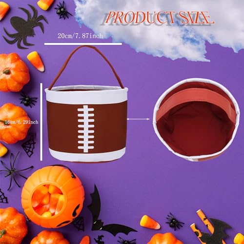 XinblueCo football basket Easter baskets for kids Canvas Easter Egg Hunt Baskets Halloween Trick or Treat Candy Bucket for Halloween Easter - Image 2
