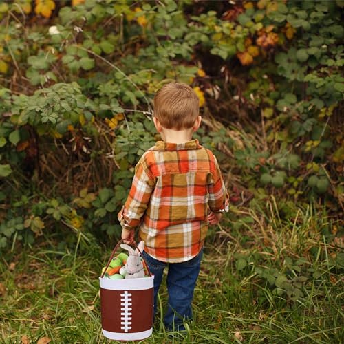 XinblueCo football basket Easter baskets for kids Canvas Easter Egg Hunt Baskets Halloween Trick or Treat Candy Bucket for Halloween Easter - Image 4