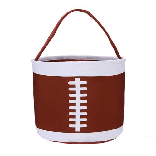 XinblueCo football basket Easter baskets for kids Canvas Easter Egg Hunt Baskets Halloween Trick or Treat Candy Bucket for Halloween Easter - Image 1