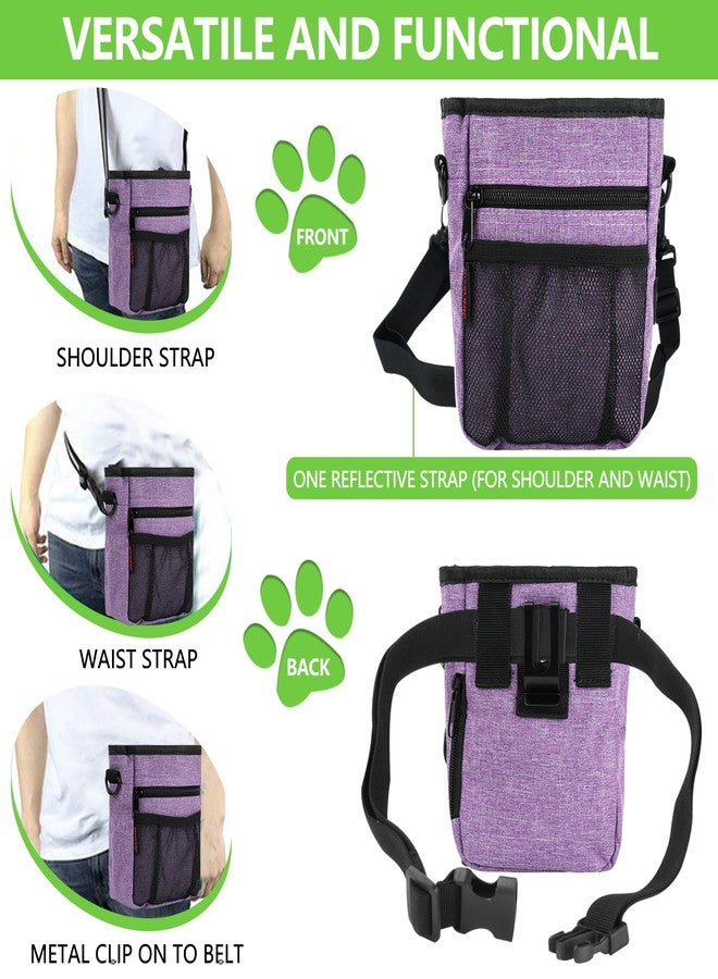 kissleaf Dog Treat Pouches for Pet Training with Magnetic Closure Treat Pouches for Pet Training,Large Dog Treat Training Pouch and Dog Clicker,Training Treat Pouch Built-In Poop Bag Dispenser-Purple. - Image 4
