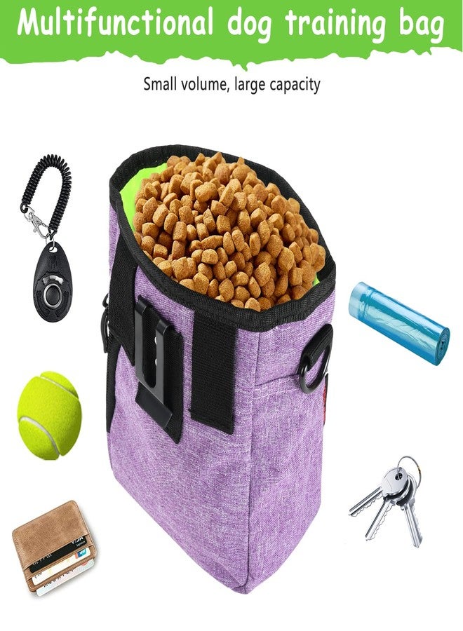 kissleaf Dog Treat Pouches for Pet Training with Magnetic Closure Treat Pouches for Pet Training,Large Dog Treat Training Pouch and Dog Clicker,Training Treat Pouch Built-In Poop Bag Dispenser-Purple. - Image 2