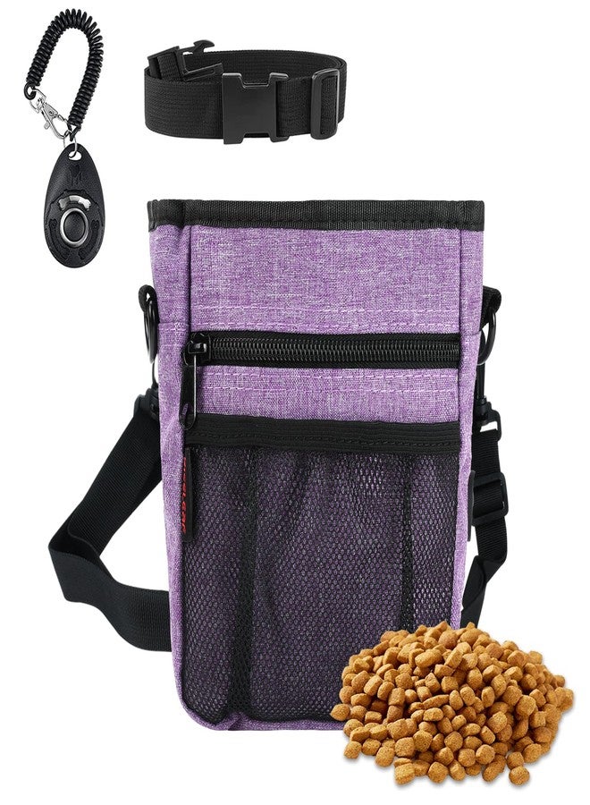 kissleaf Dog Treat Pouches for Pet Training with Magnetic Closure Treat Pouches for Pet Training,Large Dog Treat Training Pouch and Dog Clicker,Training Treat Pouch Built-In Poop Bag Dispenser-Purple. - Image 1