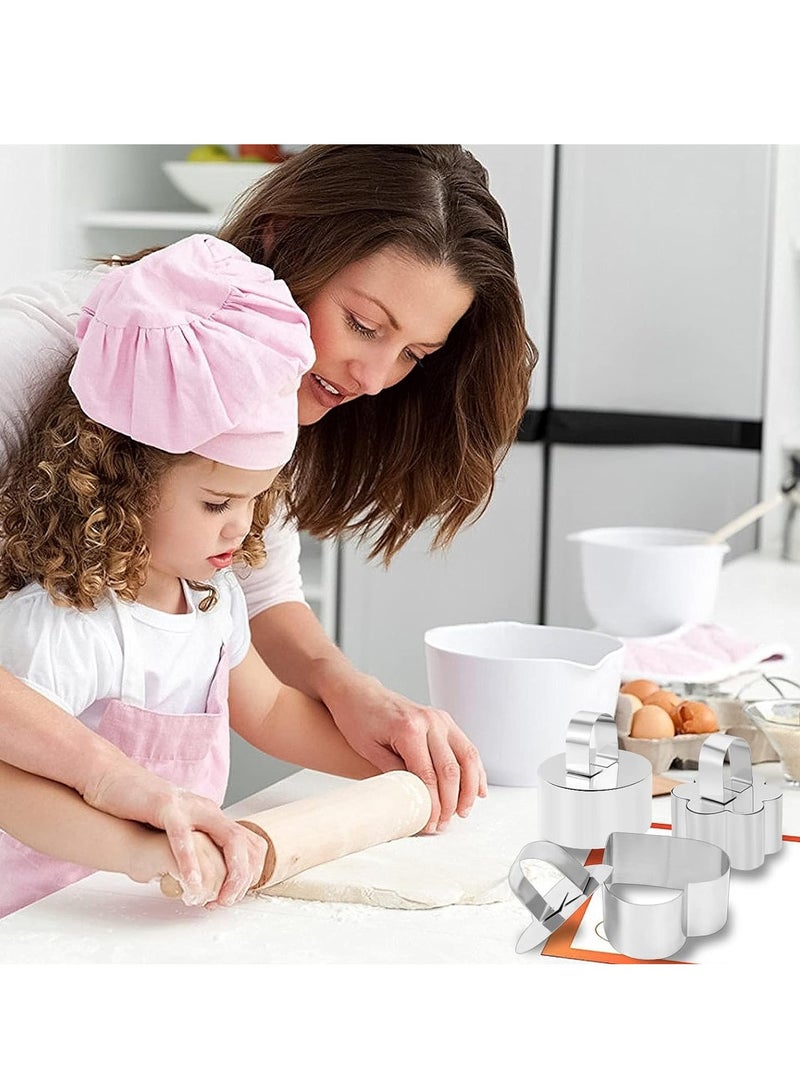 SYOSI 4 قطع حلقة كعكة حلقات موس حلقة طبخ من الفولاذ المقاوم للصدأ دائرة كعكة قالب كعكة مع شوك ، قالب تشيز كيك حلوى مصغرة مع دافع ورافعة حلقات طبخ للكرومبيت البيض المعجنات موس الحلويات - Image 4