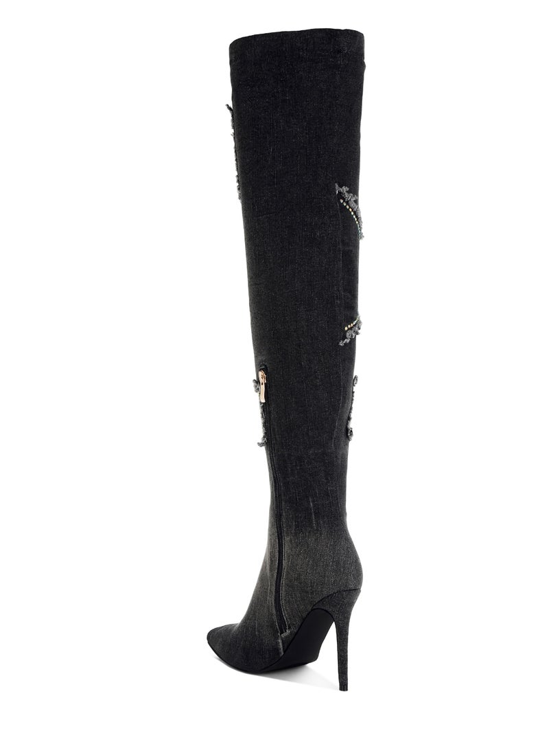 Rhinestones Knee High Denim Boots in Black - pzsku/ZE2222B2875E44EDF26B7Z/45/_/1731928147/a9c51ab6-52b2-4329-b903-1d1aca6b41a7