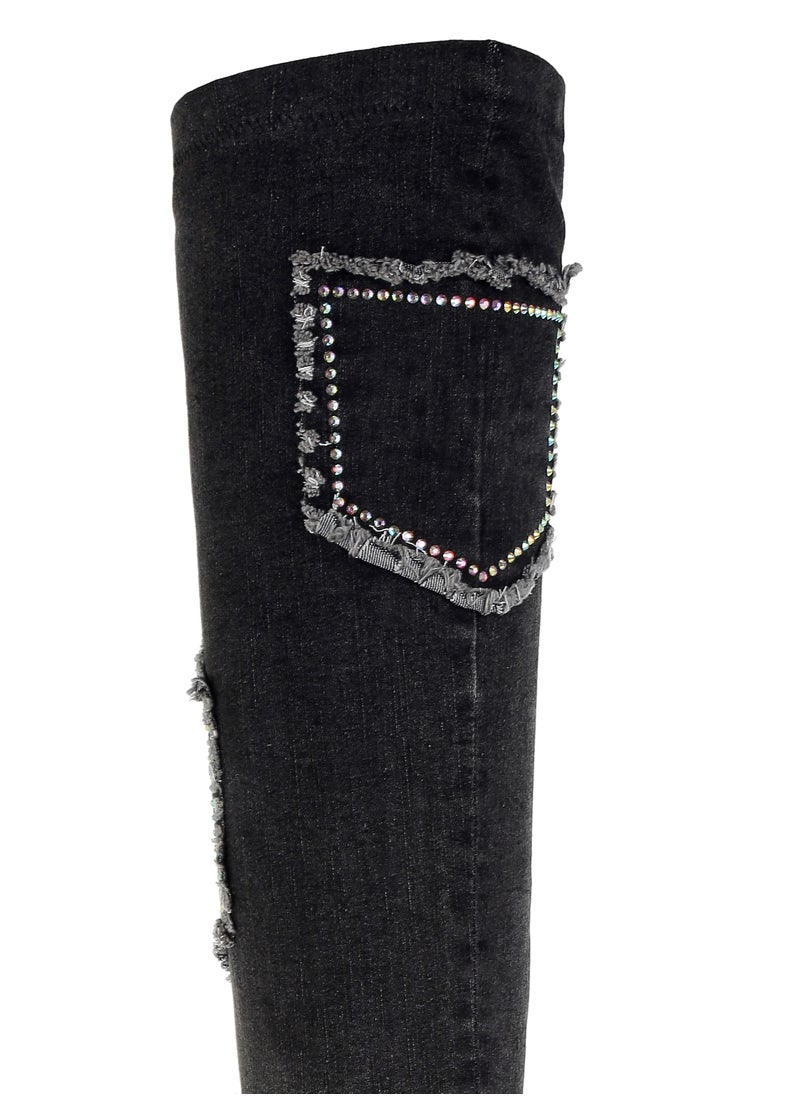 Rhinestones Knee High Denim Boots in Black - pzsku/ZE2222B2875E44EDF26B7Z/45/_/1731928161/75473fe0-8e4d-4a74-8d7f-317d22b6bc07