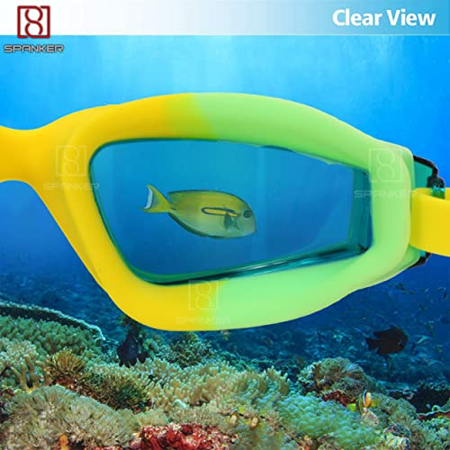 Spanker Aqua Wide View Swim Goggles with Ear Plugs, UV Protection No Leaking Anti Fog Lens Swimming Glasses for Adult Women Men and Youth ,Green Multi SSTP - Image 4
