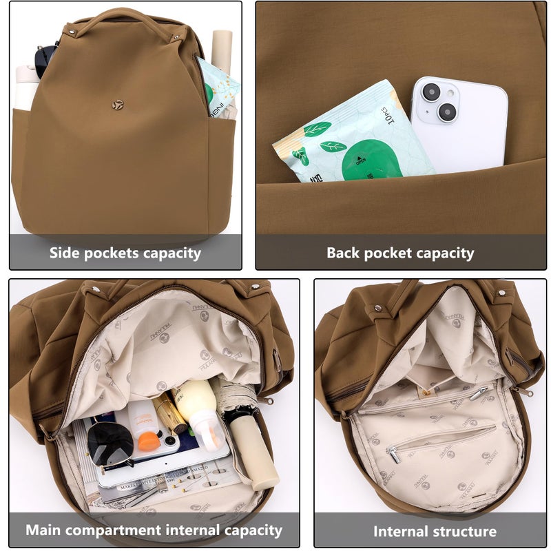 Nawoshow Mini Nylon Women Backpacks,Small Ladies backpacks Casual Lightweight Shopping Travel Daypack (Brown) - Image 4