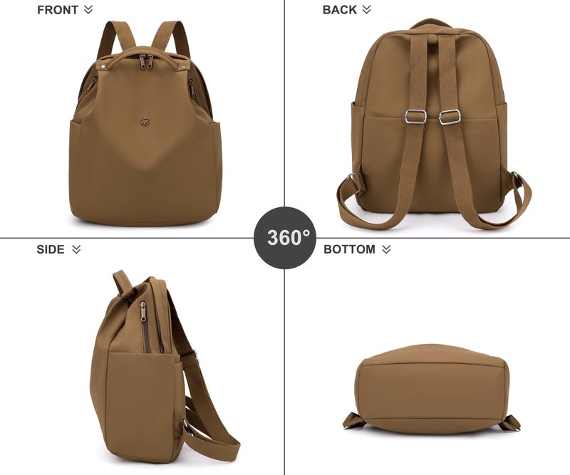 Nawoshow Mini Nylon Women Backpacks,Small Ladies backpacks Casual Lightweight Shopping Travel Daypack (Brown) - Image 3