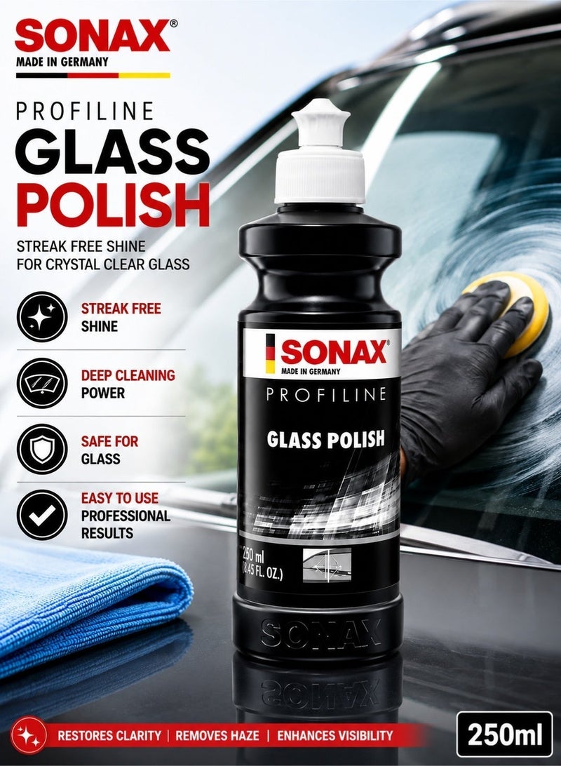 SONAX Profiline Glass Polish 250ml Car Glass Scratch Remover Polish, Windshield Water Spot Cleaner, Glass Surface Restoration Compound for Car Windows Windshield Mirrors and Automotive Glass Care - Image 2