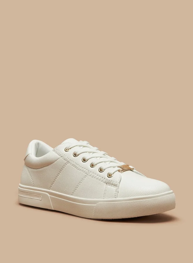 Flora Bella By Shoexpress Women's Textured Lace-Up Low Ankle Casual Shoes Sneakers