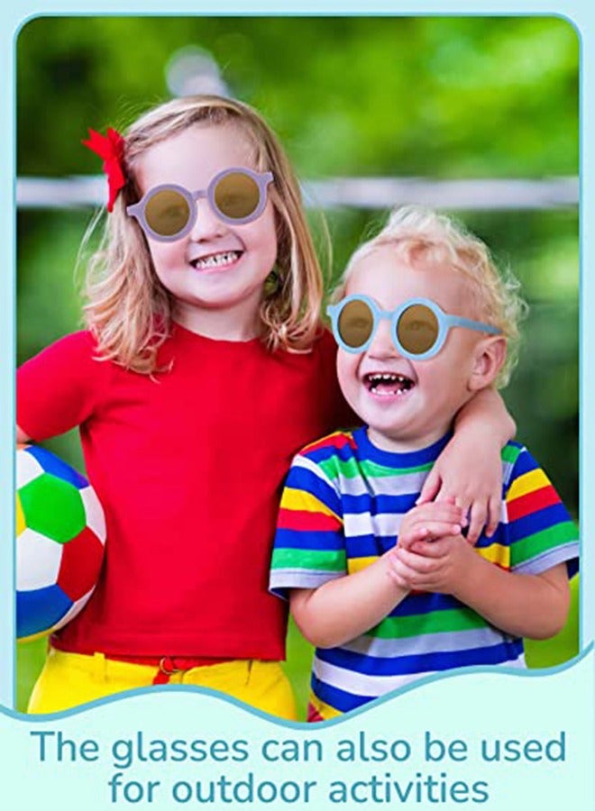Kids Sunglasses Retro lovely Round Sunglasses for Kids Girls Boys Sunnies UV400 Protection Sun Glasses Flexible Frame for Girls Boys Age 2-10 Morandi Sunglasses Fashion Beach Holiday (Blue+Purple) - Image 3