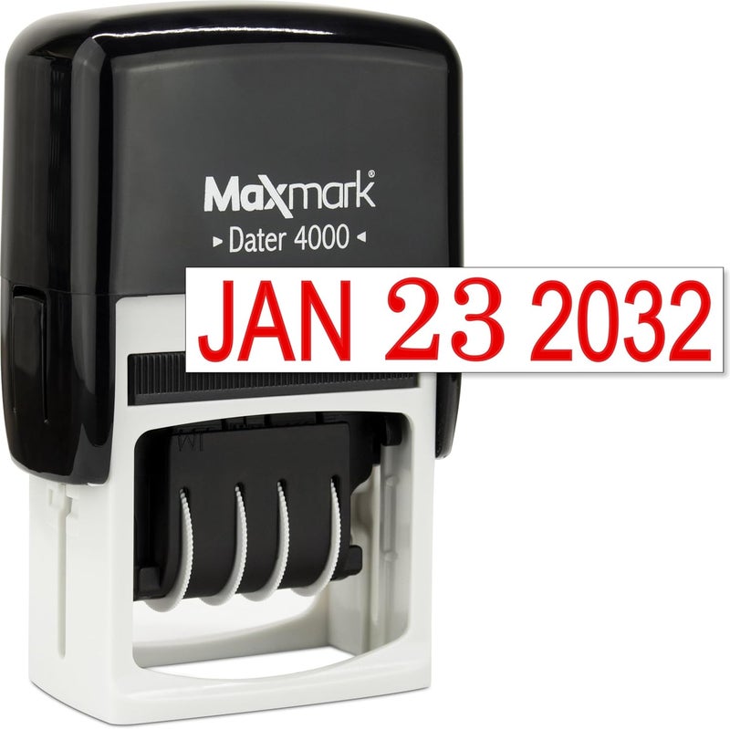 ماكس مارك MaxMark Dater 4000، ختم تاريخ يعمل بنفسه – لون أحمر - Image 2