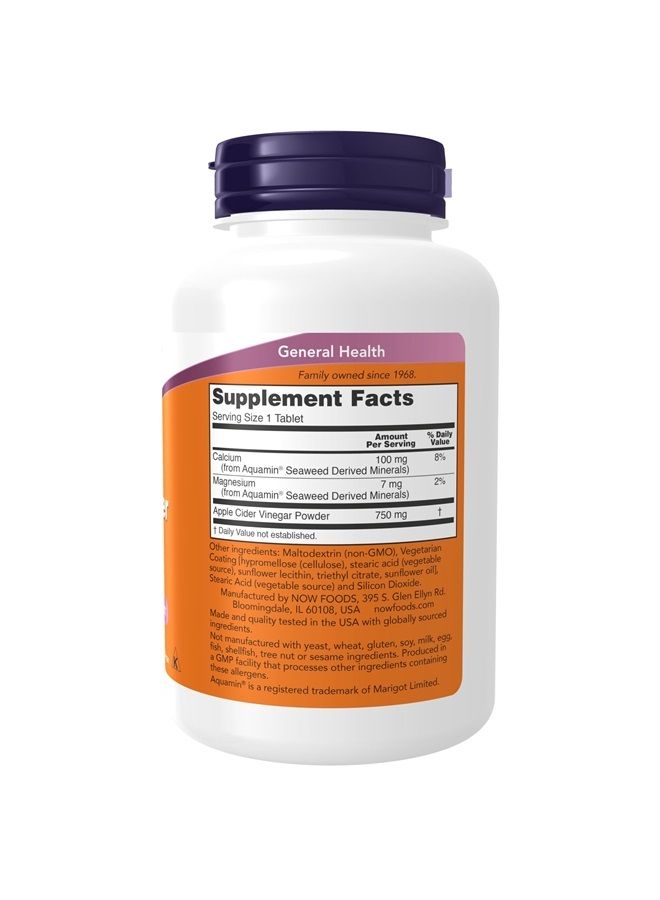 now المكملات الغذائية، خل التفاح 750 مجم، من تخمير خل التفاح الحلو، قوة إضافية، 180 قرصًا - Image 2