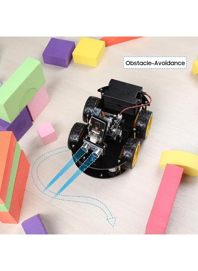 ELEGOO UNO R3 Smart Robot Car Kit V4 for Arduino, Line Tracking Module, Ultrasonic Sensor, STEM Toys for Boys, Girls, Science/Coding/Building/Electronic Kit, Gifts for Kids, Teens, Adults, Cool Gadget