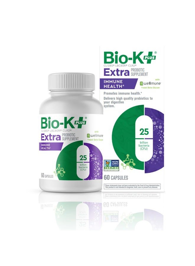 Bio-K Plus Bio K+ Vegan Probiotics for Immune Health, with Wellmune – Probiotic Supplement to Support Immunity, Maintains Digestive Health, Delayed Release Technology, Gluten Free, 25 Billion CFU – 60 Capsules - Image 1