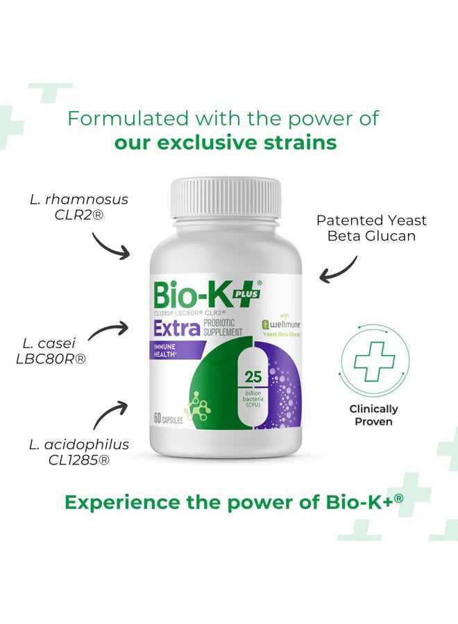 Bio-K Plus Bio K+ Vegan Probiotics for Immune Health, with Wellmune – Probiotic Supplement to Support Immunity, Maintains Digestive Health, Delayed Release Technology, Gluten Free, 25 Billion CFU – 60 Capsules - Image 2