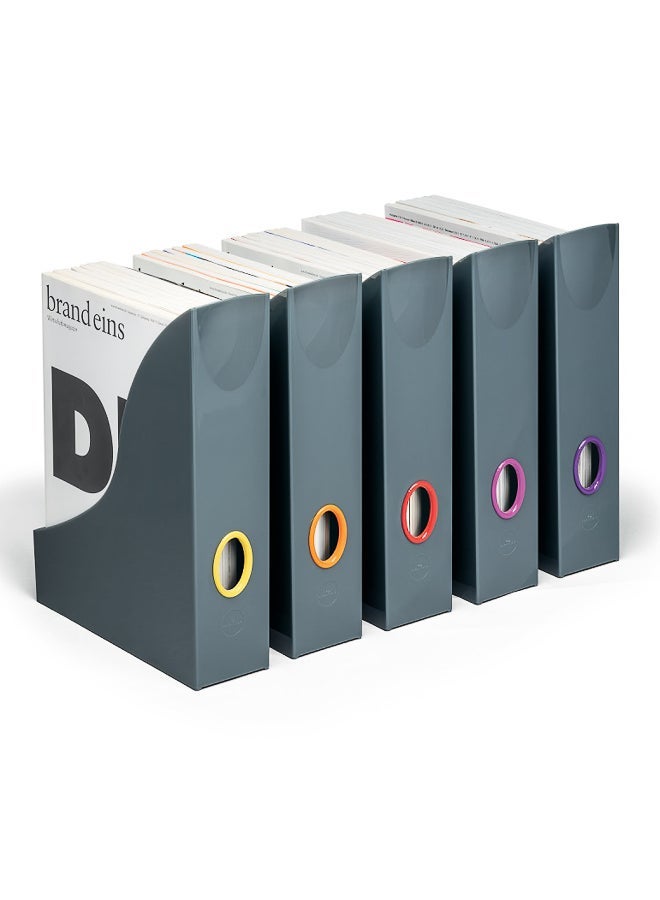 Durable Magazine Holder Set (5 Pieces, Gray) for Desk, Office, Home Organization - Image 2