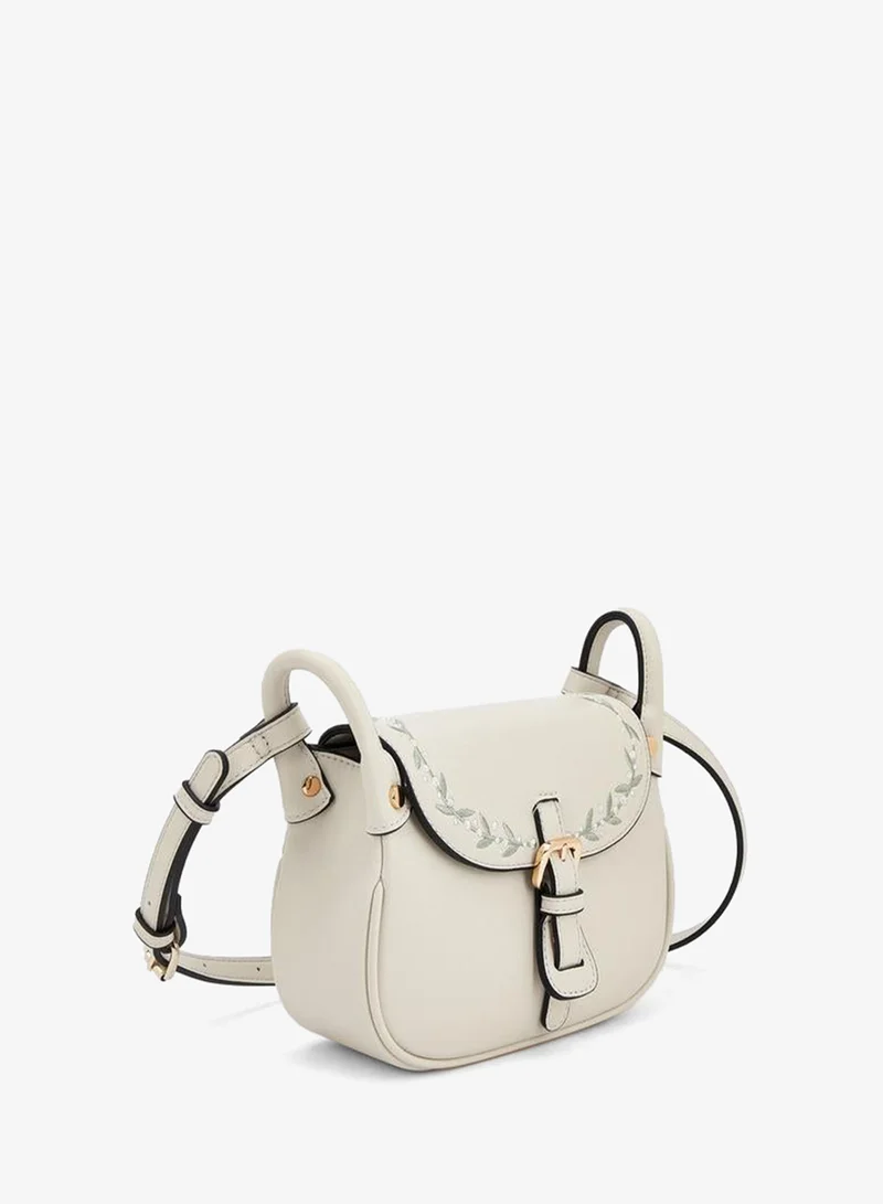 Celeste IVORY Embroidered Flap Crossbody Bag With Button Closure for Women | Best Price UAE