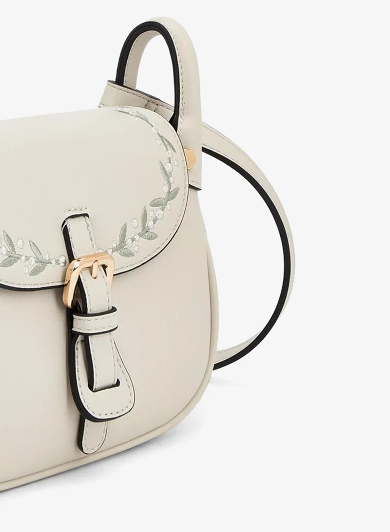 Celeste IVORY Embroidered Flap Crossbody Bag With Button Closure for Women | Best Price UAE