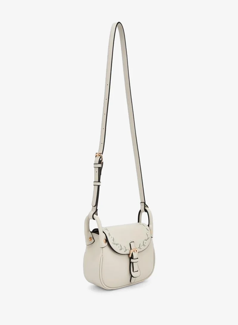 Celeste IVORY Embroidered Flap Crossbody Bag With Button Closure for Women | Best Price UAE