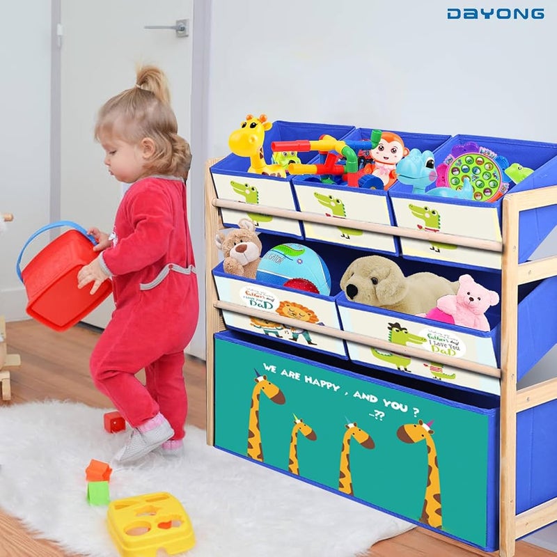 DAYONG 6-Bin Toy Storage Organizer, Wood Toy Chest for Children Design & Store, Kids Toy Storage Bins for Playroom, Bedroom, Closet, Home (Blue) - Image 4