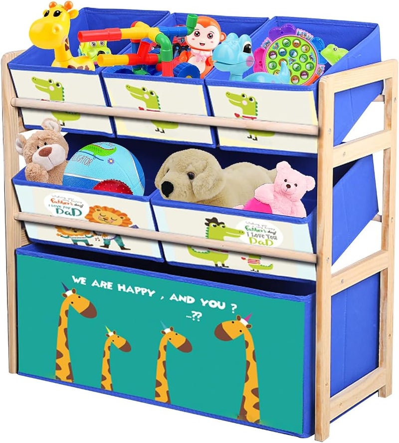 DAYONG 6-Bin Toy Storage Organizer, Wood Toy Chest for Children Design & Store, Kids Toy Storage Bins for Playroom, Bedroom, Closet, Home (Blue) - Image 1