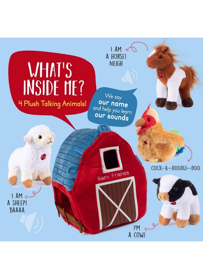 Plush Creations Talking Plush Farm Animals For Toddlers With A Plush Barn House Carrier, Animal Farm Set Includes 4 Soft Cuddly Plush Stuffed Animals, A Plush Cow Plush Horse Plush Lamb Plush Rooster  - Image 2