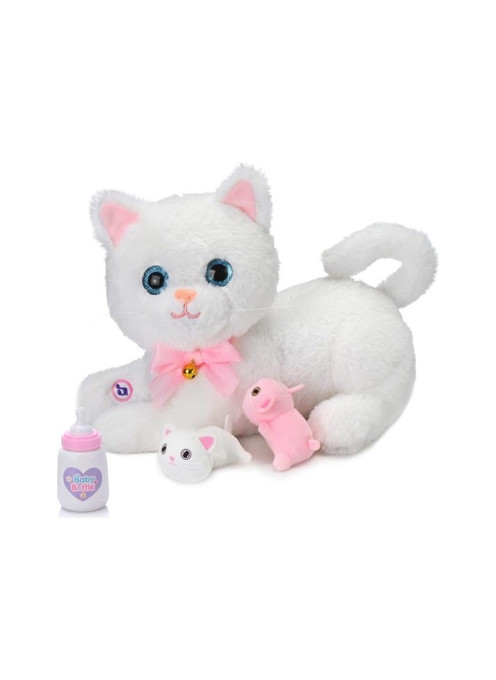 Generic - Electronic Mother Cat Filled Animal Filled Cat 2 Baby Puppy Soft Cat Pel Pel Color / Character:Colourful - Image 1
