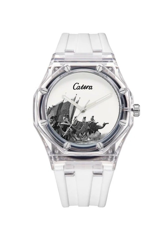 Catera Men's strap watch from Catera, high quality and waterproof, white bracelet 
