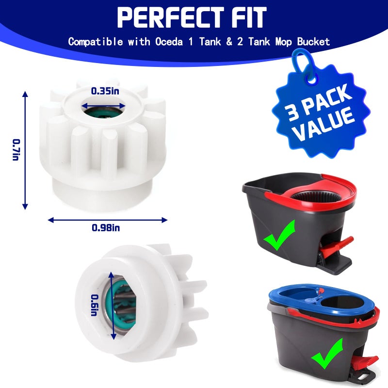 FOJOO 3 Pack Pedal Bearing Replacement for OCedar Mop Bucket - Easy Fix for 90% Rotation Mop Bucket on The Market, Compatible with mop Head Pedal Clutch Bearing Repair Kit - Image 2