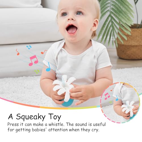 Mombella Teething Toys 3-6 Months, Mombella Octopus Teethers for Babies 6-12 Months, Soft Silicone Baby Teething Toys 12-18 Month Old, Baby Chew Toys, Squeaky Infant Teether Toys, Easy to Hold, Blue - Image 4