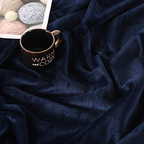 TASTHROW Large Flannel Fleece Throw Blanket, 50×70 Inch - Cozy Lightweight Thick Blanket - All Seasons Suitable for Women, Men and Kids (Navy) - Image 4