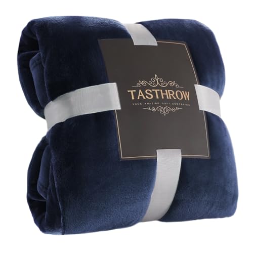 TASTHROW Large Flannel Fleece Throw Blanket, 50×70 Inch - Cozy Lightweight Thick Blanket - All Seasons Suitable for Women, Men and Kids (Navy) - Image 1