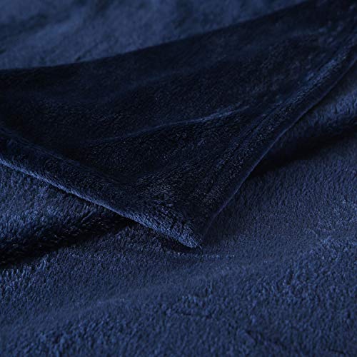 TASTHROW Large Flannel Fleece Throw Blanket, 50×70 Inch - Cozy Lightweight Thick Blanket - All Seasons Suitable for Women, Men and Kids (Navy) - Image 2