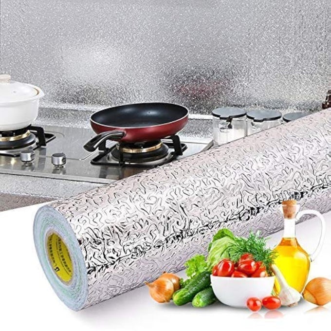 METAL KITCHEN STOVE CABINET STICKER 2362X7874X015 INCHES SILVERMETAL