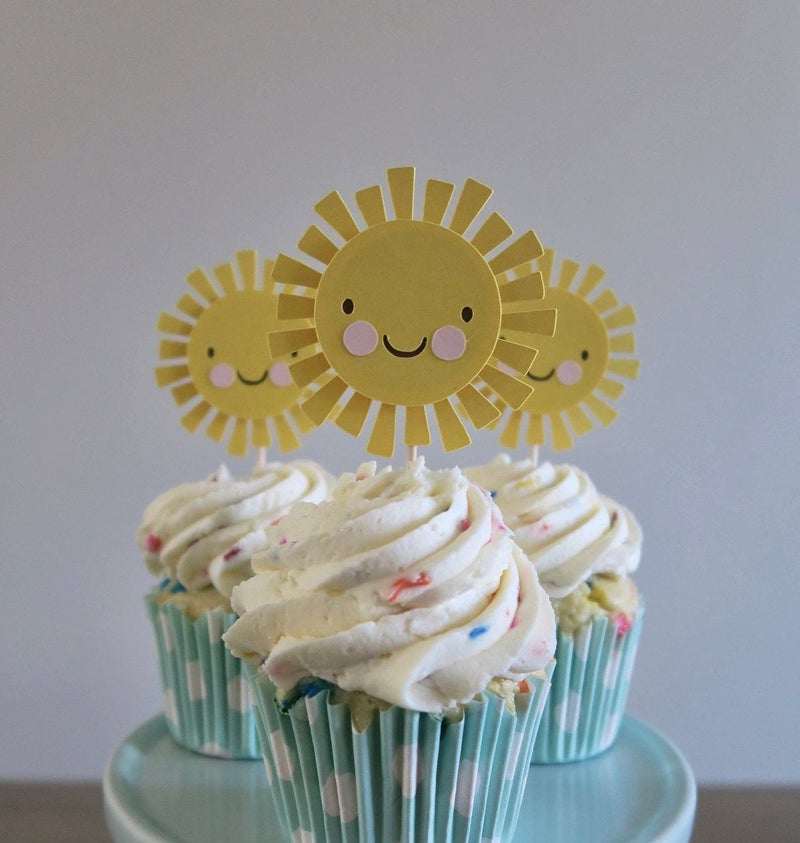Confetti! 12 PCS You Are My Sunshine Cupcake Toppers, You Are My Sunshine Theme, Sunshine Birthday Decor, First Birthday, Cupcake Toppers, Sun Theme - Image 1