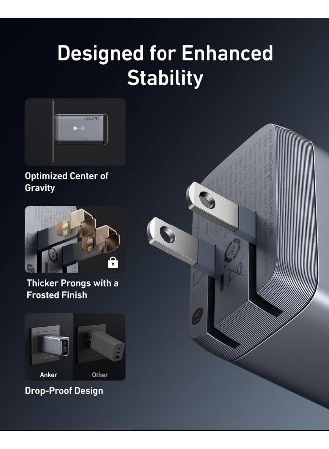 Anker Prime Charger, 100W 3-Port GaN USB C Charger Block, Foldable and Compact for MacBook, iPad, iPhone 17/iPhone Series, Galaxy S24/S23, and More - Image 5