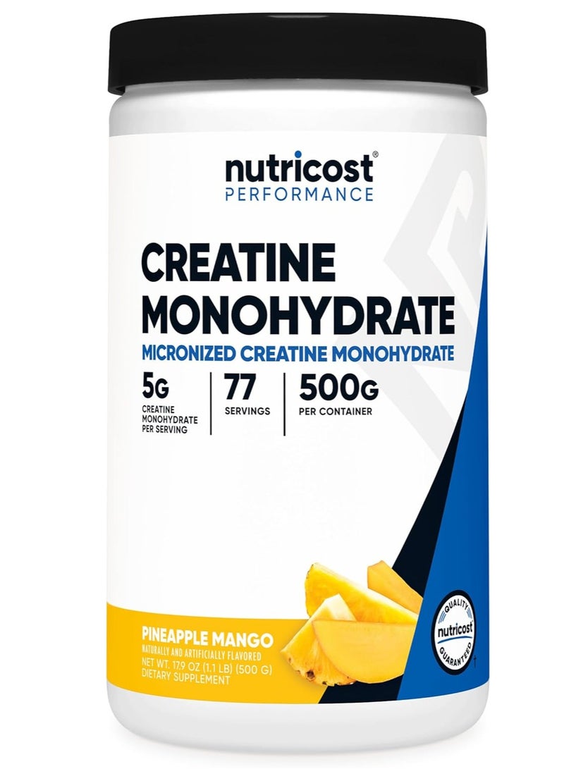 بودرة كرياتين مونوهيدرات من نوتريكوست (أناناس مانجو، 500 جرام) - مكمّل كرياتين مجهرّي - نباتي، غير معدل وراثياً، خالي من الجلوتين