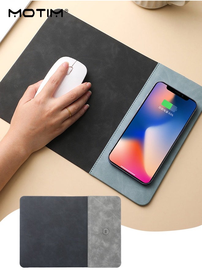 Motim Wireless Charging Gaming Mouse Pad, Ergonomically Designed Mouse Pad, PU Leather Mobile Phone Charging Mouse Mat, 30*22CM  - Image 1