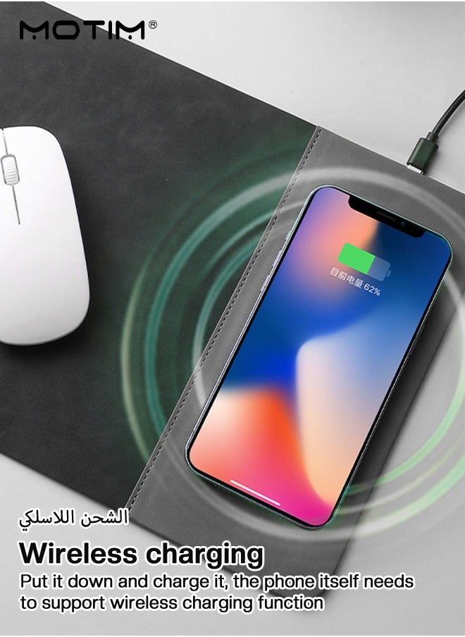 Motim Wireless Charging Gaming Mouse Pad, Ergonomically Designed Mouse Pad, PU Leather Mobile Phone Charging Mouse Mat, 30*22CM  - Image 2