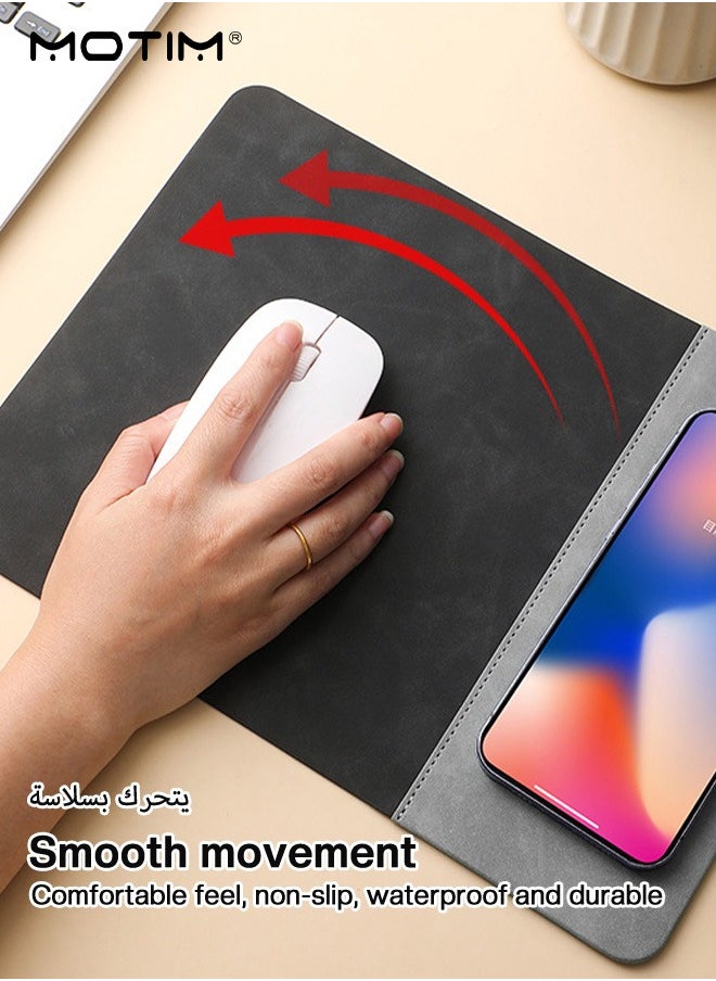Motim Wireless Charging Gaming Mouse Pad, Ergonomically Designed Mouse Pad, PU Leather Mobile Phone Charging Mouse Mat, 30*22CM  - Image 3